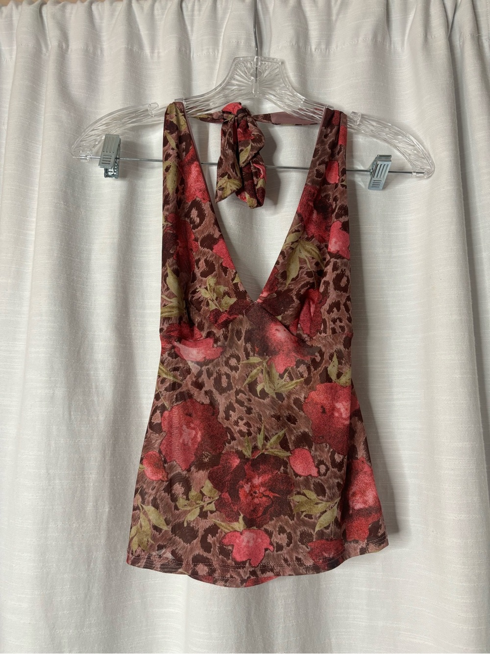 Urban Outfitters Floral Leopard Print Halter Neck Top